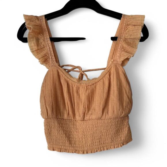 Free People Orange Bohemian Crop Top Small Festival Boho Hippie Fairycore - Picture 2 of 6